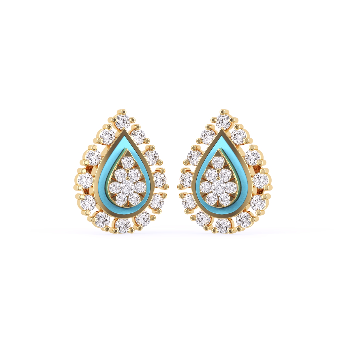 Delicate Pear Cluster Diamond Halo Stud Earrings